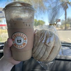 Mi Tierra Cafe - Horchata iced latte (large size) and concha!!