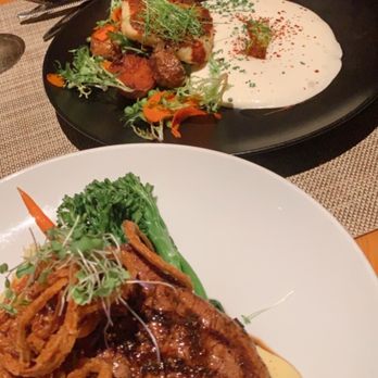 Beverly's - Prime Filet Mignon and a fish with Parmesan foam - New American Near Me - Coeur d'Alene, Idaho Beverly's - Prime Filet Mignon and a fish with Parmesan foam - New American Near Me - Coeur d'Alene, Idaho