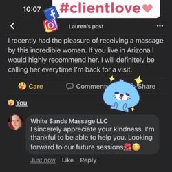 White Sands Massage - Client Review