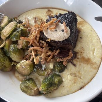 French Toast Bistro - Braised short rib with white cheddar grits and brussel sprouts - Cajun/Creole Near Me - Canton, Michigan