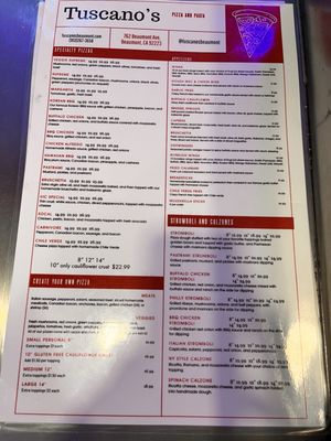 Menu photo 1 Tuscano's Pizza & Pasta Beaumont, CA Menu photo 1 Tuscano's Pizza & Pasta Beaumont, CA