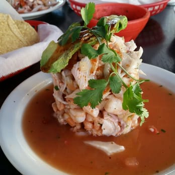 La Sinaloense Restaurant - This was the mix seafood tostada consists of shrimp fish lobster oyster scallops octopus. AMAZINGGGGGGGGGGGGG - Mexican Near Me - Spring Valley, California