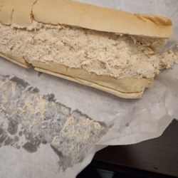 Brado’s - Actual meal not as pictured, ordered Chicken Salad sandwich and got this slop. Tastes old, bland and plain horrible  $31 order I can't eat