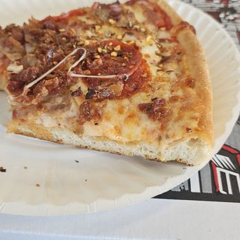 Anthony Francos Pizza - Springfield - Sausage pepperoni and bacon slice. - Seafood Near Me - Springfield, New Jersey Anthony Francos Pizza - Springfield - Sausage pepperoni and bacon slice. - Seafood Near Me - Springfield, New Jersey