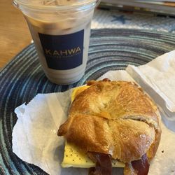 Annex Coffee House - 16 oz iced latte and bacon egg and cheese croissant