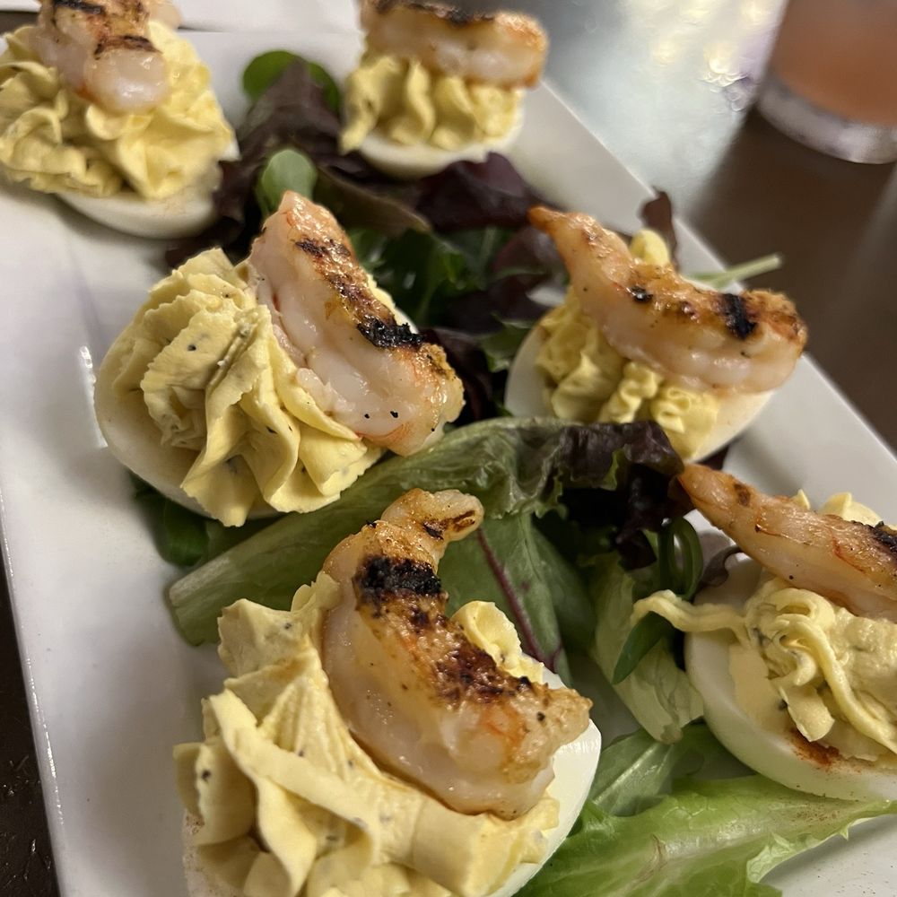 Tookie's Seafood - Deviled Eggs with shrimp appetizer. Recommend!! - Seafood Near Me - Seabrook, Texas Tookie's Seafood - Deviled Eggs with shrimp appetizer. Recommend!! - Seafood Near Me - Seabrook, Texas
