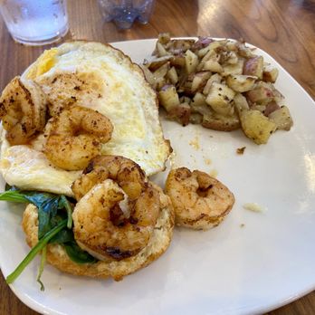 The Buttered Biscuit - Springdale - Cajun Shrimp Benedict (w/out the Cajun hollandaise sauce) - good! - Breakfast & Brunch Near Me - Springdale, Arkansas The Buttered Biscuit - Springdale - Cajun Shrimp Benedict (w/out the Cajun hollandaise sauce) - good! - Breakfast & Brunch Near Me - Springdale, Arkansas