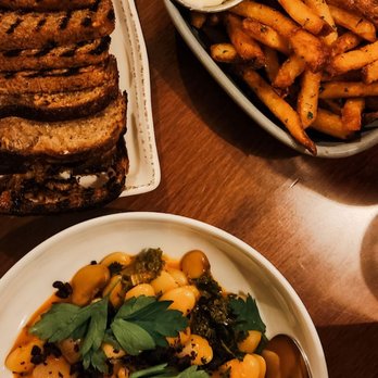 Dear Margaret - Gigante beans (the star of the night!) fresh bread with homemade butter, and the best french fries (pomme frites) you'll ever eat - French Near Me - Chicago, Illinois