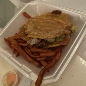 La Palma - La Palma Sandwich with sweet potato fries. - Dominican Near Me - Greensboro, North Carolina