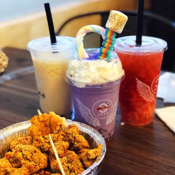 Zero Degrees - popcorn chicken, jasmine milk tea, ube milkshake, lychee crush - Bubble Tea Near Me - Plano, Texas