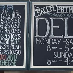 Salem Prime Cuts - Subs menu board.
