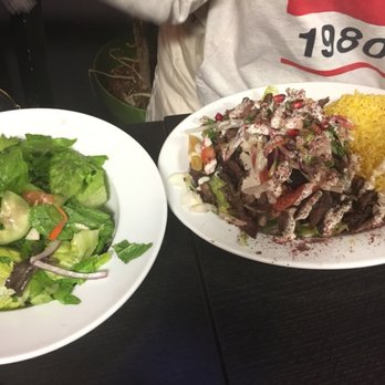 El Basha - Beef shawarma with rice and salad. - Middle Eastern Near Me - Omaha, Nebraska El Basha - Beef shawarma with rice and salad. - Middle Eastern Near Me - Omaha, Nebraska