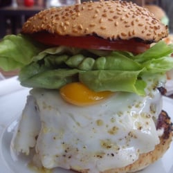 Gourmet Burger Kitchen - The front of The Kiwi Burger!