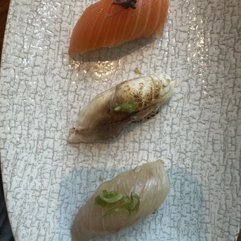 OMAKAI sushi - Verla's Salmon,Sea bream torched w/ wasabi , amber jack w scallions Salmonis the best ever ! the sea bream has a delicious smoky flavor - Sushi Bars Near Me - Miami, Florida OMAKAI sushi - Verla's Salmon,Sea bream torched w/ wasabi , amber jack w scallions Salmonis the best ever ! the sea bream has a delicious smoky flavor - Sushi Bars Near Me - Miami, Florida