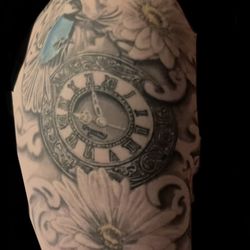 Gold N Tattoos - Sunflowers and a clock