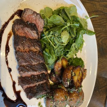 Alta Strada - Flank steak perfectly done. SD Arugula salad and garlic parm crusted potatoes. - Italian Near Me - Fairfax, Virginia