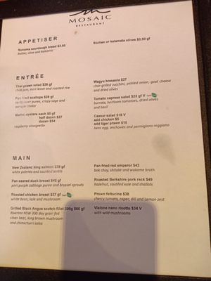 Menu photo 2 Mosaic Restaurant Sydney, NSW Menu photo 2 Mosaic Restaurant Sydney, NSW
