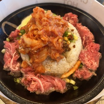 Sizzling Lunch - Garlic Beef Pepper Rice with Kimchi and Egg - Japanese Near Me - San Jose, California