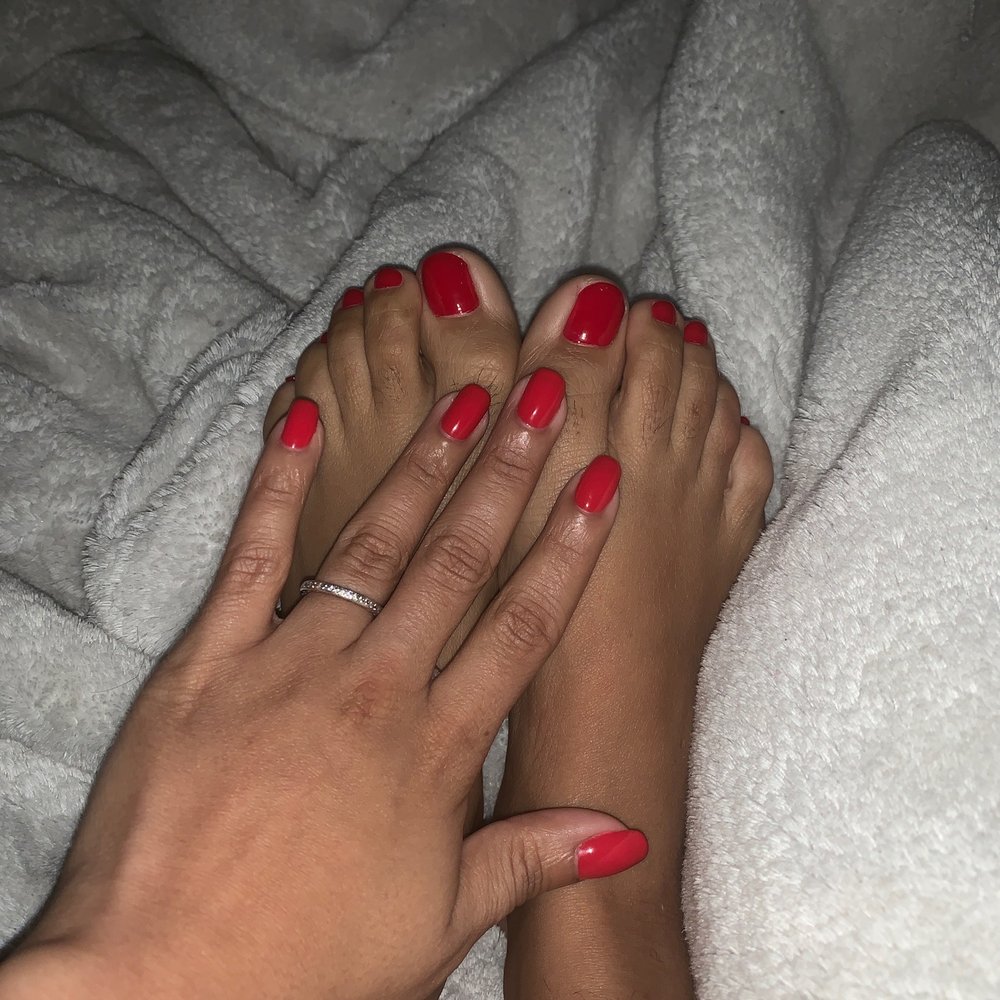 Red Gel Mani and Pedicure. Red Gel Mani and Pedicure.