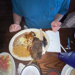 Steak, good flavor tbh but too much gristle Steak, good flavor tbh but too much gristle