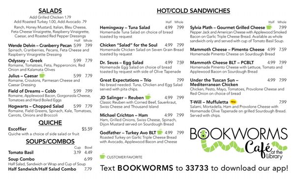 Menu photo 3 Bookworms Cafe Mountain Home, AR