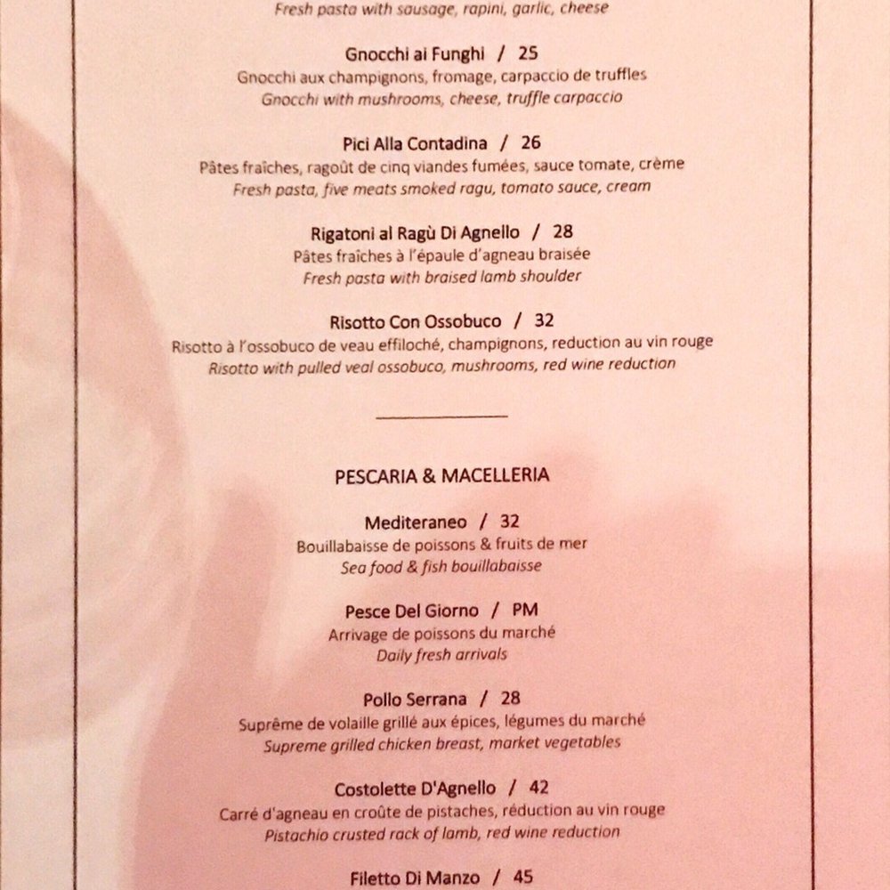 Menu 12/28/2018: pasta & entries
