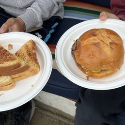 Kids grilled cheese and cheeseburger