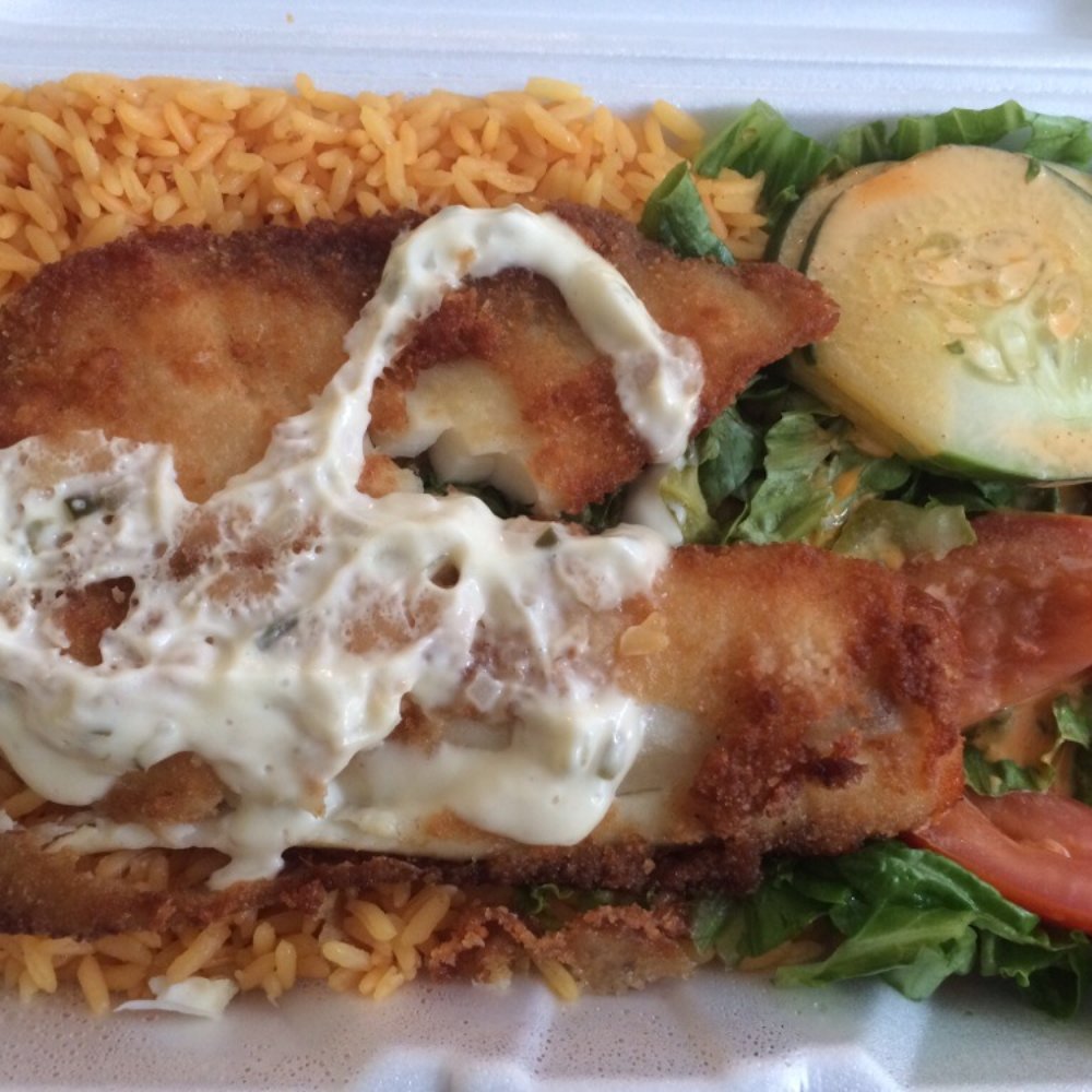 Cesar's Empanadas - Fish over rice plate - Food Trucks Near Me - Brooklyn, New York Cesar's Empanadas - Fish over rice plate - Food Trucks Near Me - Brooklyn, New York