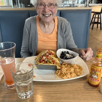 Broken Yolk Cafe - Auntie enjoying her breakfast tacos - Breakfast & Brunch Near Me - Meridian, Idaho