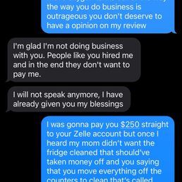 The texts I received after my review