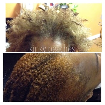 Kinky Peaches - Natural coloring with Henna - Before and After - Cover those grays naturally - Hair Stylists Near Me - Stone Mountain, Georgia