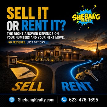 Shebang Realty - Sell or rent? Compare cash flow, equity and repairs before deciding.
Michelle Kemper | Designated Broker | Shebang Realty - Real Estate Services Near Me - Surprise, Arizona Shebang Realty - Sell or rent? Compare cash flow, equity and repairs before deciding.
Michelle Kemper | Designated Broker | Shebang Realty - Real Estate Services Near Me - Surprise, Arizona