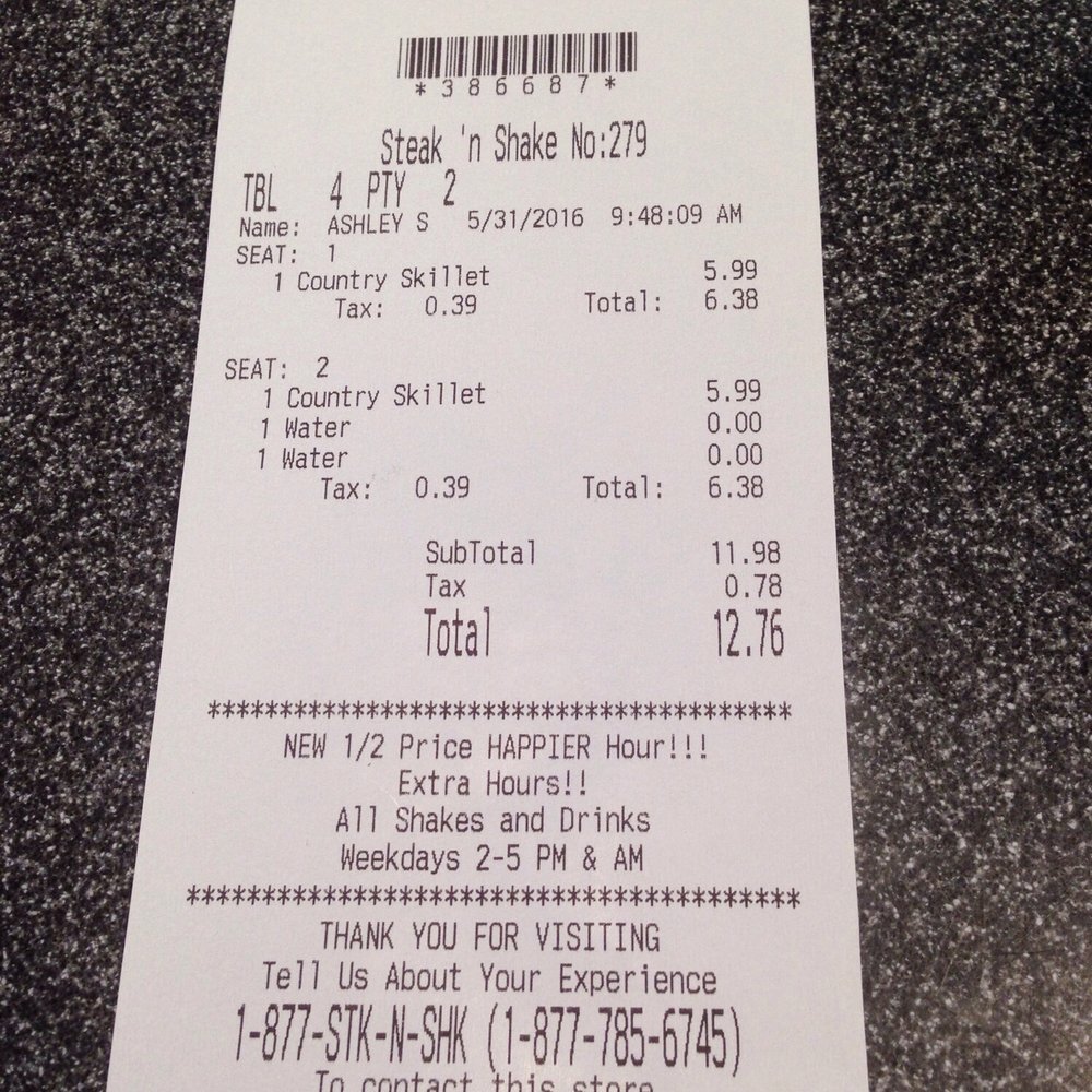 Steak ’n Shake - The bill.... Never saw a Manager (hiding???) No adjustment for mess up..... - Burgers Near Me - Orange City, Florida Steak ’n Shake - The bill.... Never saw a Manager (hiding???) No adjustment for mess up..... - Burgers Near Me - Orange City, Florida