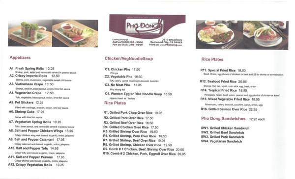 Menu photo 3 Pho Dong Restaurant Redwood City, CA