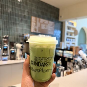 Seven Sundays - Ice banana Matcha with cold foam - Coffee & Tea Near Me - Troy, Michigan