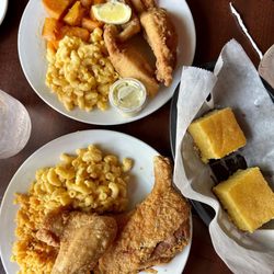Mama Mary's Soul Food - Fried Chicken w/ Macaroni and Cheese & caribbean rice (small) AND Fried Catfish w/ Candied Yams