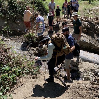Stone Pantry Orchard - Holding onto a rope to go across a mini creek (Sep 2023) - Pick Your Own Farms Near Me - Yucaipa, California Stone Pantry Orchard - Holding onto a rope to go across a mini creek (Sep 2023) - Pick Your Own Farms Near Me - Yucaipa, California