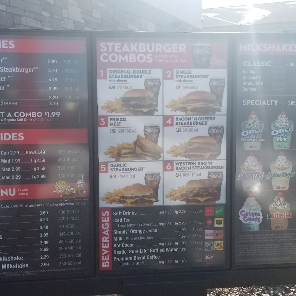 Steak 'n Shake - Menu board in drive thru.. - Burgers Near Me - West Des Moines, Iowa