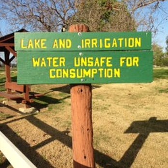 Prado Regional Park - BEWARE OF WATER ? FISH ? RISKY TO CONSUME - SIGN AT ENTRANCE TO PARK - Hiking Near Me - Chino, California
