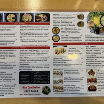 Umai Ramen - The menu as of 4/12/2026. (Page 1 of 2) - Ramen Near Me - Henderson, Nevada Umai Ramen - The menu as of 4/12/2026. (Page 1 of 2) - Ramen Near Me - Henderson, Nevada