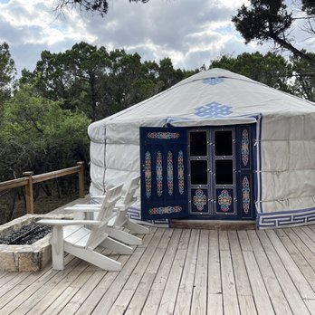 The Yurtopian - From the kitchen area - Resorts Near Me - Wimberley, Texas