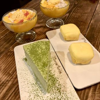 Mango Mango Dessert - B. Mango Mango Combo B with Green Tea Mille Crepe. - Desserts Near Me - New York, New York Mango Mango Dessert - B. Mango Mango Combo B with Green Tea Mille Crepe. - Desserts Near Me - New York, New York
