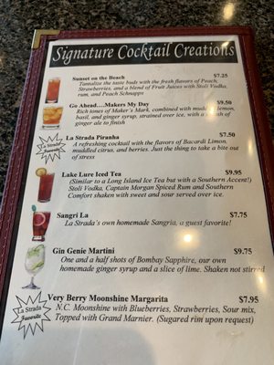 Menu photo 6 La Strada At Lake Lure Lake Lure, NC
