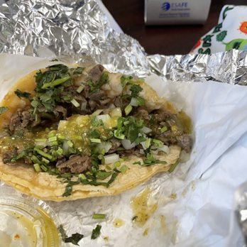 Tio Luis tacos and cafe - Steak taco w/green salsa n lime juice delish! - Breakfast & Brunch Near Me - Chicago, Illinois