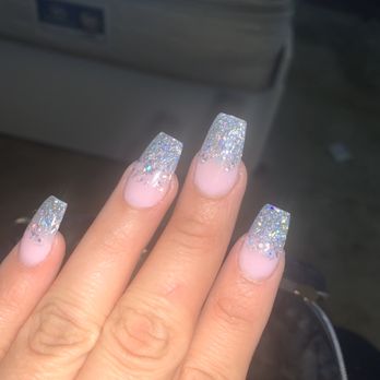 Angel's Nail & Spa - Glitter with pink powder! So cute! Done by Heidi - Nail Salons Near Me - Riverside, California