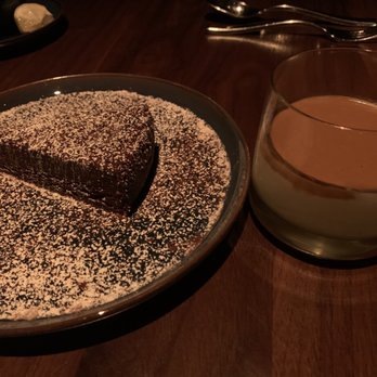 Matu - Scott's Chocolate Cake (flourless) and Arturo's Panna Cotta, café con leche - Steakhouses Near Me - Beverly Hills, California