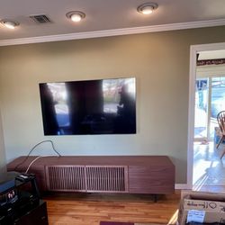 Perfect TV Mounting - Cable not hooked up yet, so ignore the wires- we are snaking them through the wall. Picture just to show the tv mounting.