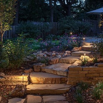 Modern View Landscape Logistics - Natural warm feeling environment with path lights to light the way. - Landscaping Near Me Modern View Landscape Logistics - Natural warm feeling environment with path lights to light the way. - Landscaping Near Me