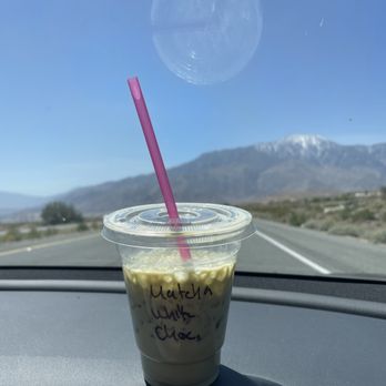 Desert Dog Coffee - matcha latte + white chocolate syrup - Coffee & Tea Near Me - Morongo Valley, California