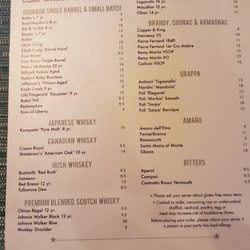 The Federal - After dinner menu